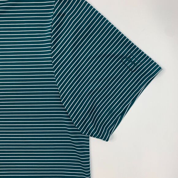 PGA Tour Polo Shirt Mens XL Extra Large Teal Striped Short Sleeve Sweat Wicking - Picture 3 of 11